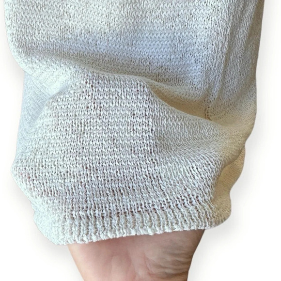 Eileen Fisher Ivory Organic Cotton and Nylon Ribbon Yarn Sweater Top. Large - Picture 7 of 11